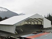 Accu-steel crossover fabric covered salt storage building in Alaska